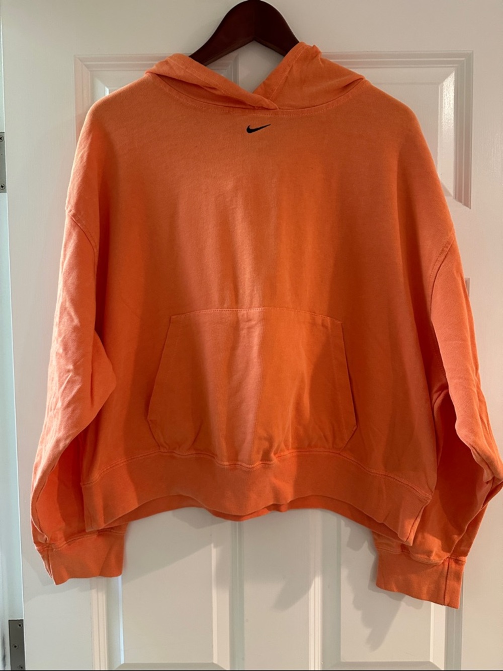 Nike Orange Oversized Hoodie with Small Swoosh